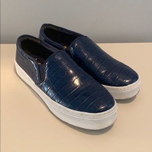 Navy croc slip on platform sneaker